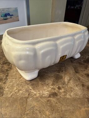 Haeger Pottery  Rectangle Footed Planter White Vintage